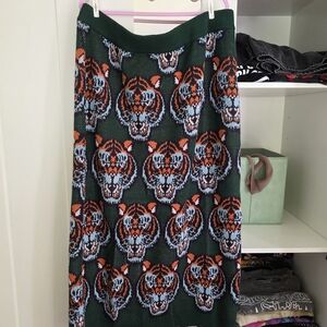 Dressed in LALA Dark Green Maxi Skirt with Tiger Wild Thing